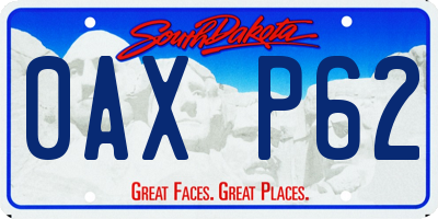 SD license plate 0AXP62