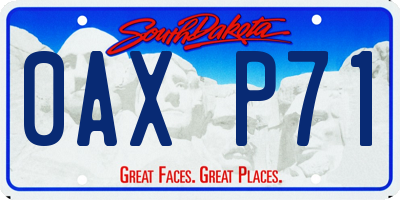 SD license plate 0AXP71