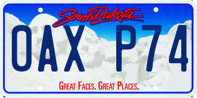 SD license plate 0AXP74