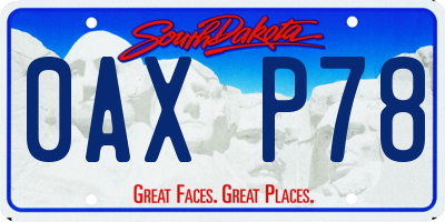 SD license plate 0AXP78