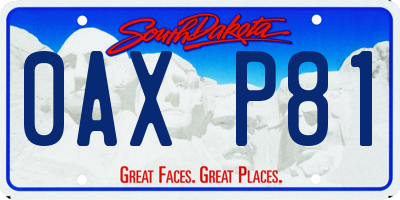 SD license plate 0AXP81