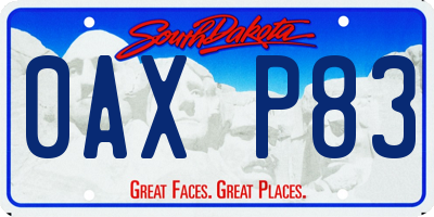 SD license plate 0AXP83