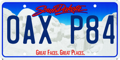 SD license plate 0AXP84