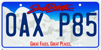 SD license plate 0AXP85