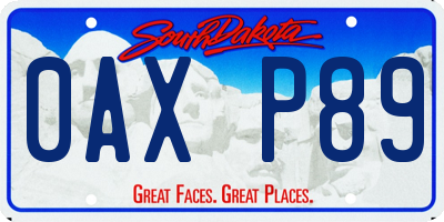SD license plate 0AXP89
