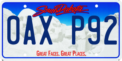 SD license plate 0AXP92