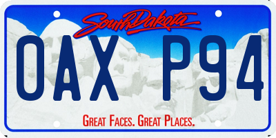 SD license plate 0AXP94