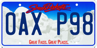 SD license plate 0AXP98