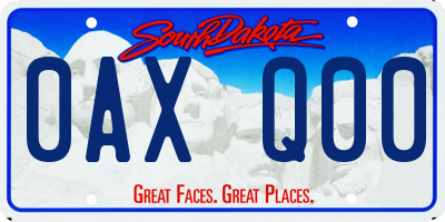SD license plate 0AXQ00
