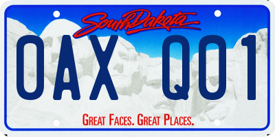 SD license plate 0AXQ01