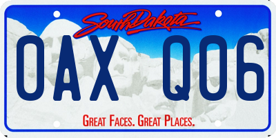 SD license plate 0AXQ06