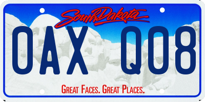 SD license plate 0AXQ08
