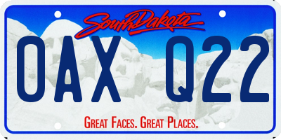 SD license plate 0AXQ22