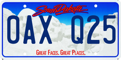 SD license plate 0AXQ25