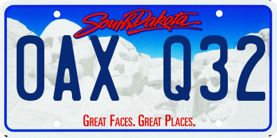 SD license plate 0AXQ32