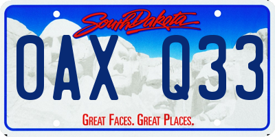 SD license plate 0AXQ33