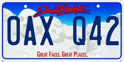 SD license plate 0AXQ42