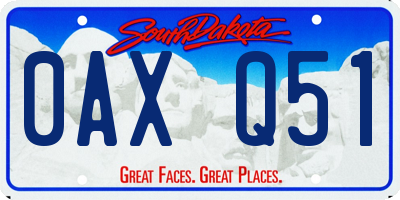 SD license plate 0AXQ51