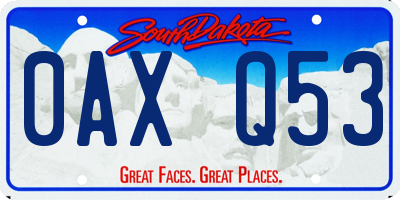 SD license plate 0AXQ53