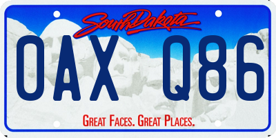 SD license plate 0AXQ86