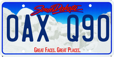 SD license plate 0AXQ90