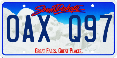 SD license plate 0AXQ97