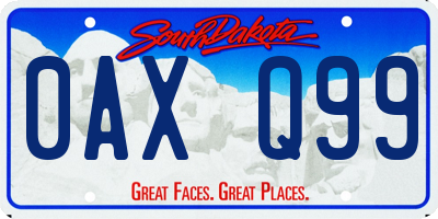 SD license plate 0AXQ99