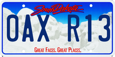 SD license plate 0AXR13