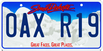 SD license plate 0AXR19