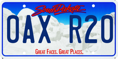SD license plate 0AXR20