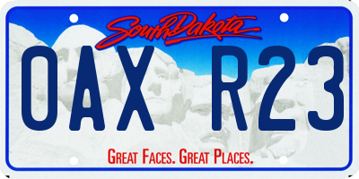 SD license plate 0AXR23