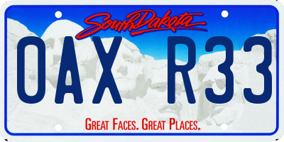 SD license plate 0AXR33