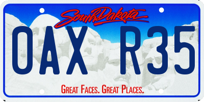SD license plate 0AXR35