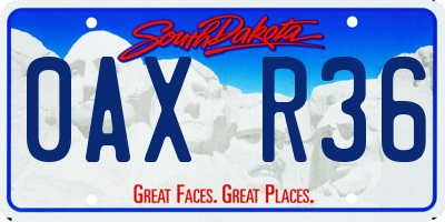 SD license plate 0AXR36