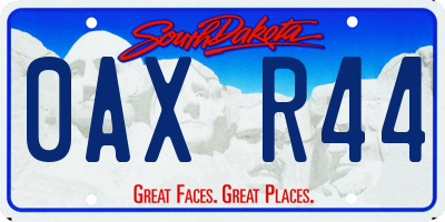 SD license plate 0AXR44
