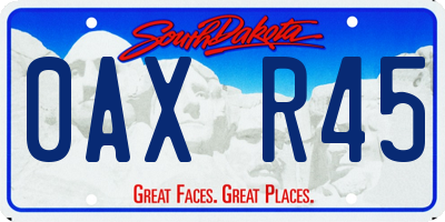 SD license plate 0AXR45