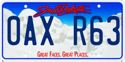 SD license plate 0AXR63