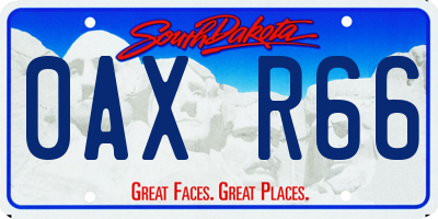 SD license plate 0AXR66