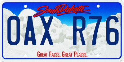 SD license plate 0AXR76