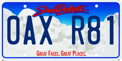SD license plate 0AXR81