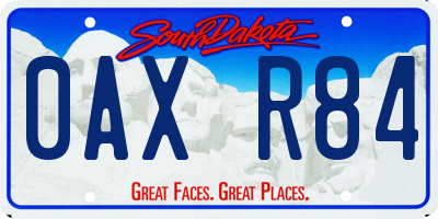 SD license plate 0AXR84