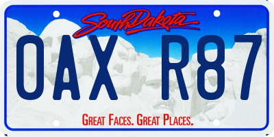 SD license plate 0AXR87