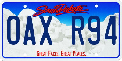 SD license plate 0AXR94