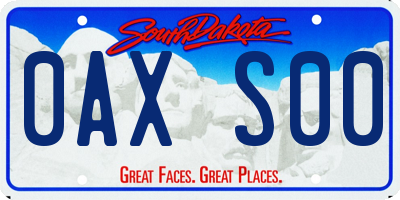 SD license plate 0AXS00