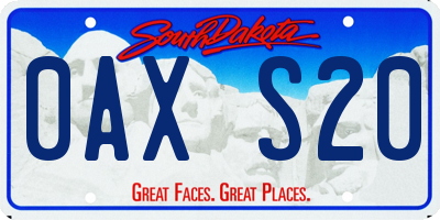 SD license plate 0AXS20