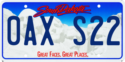 SD license plate 0AXS22