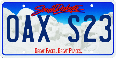 SD license plate 0AXS23