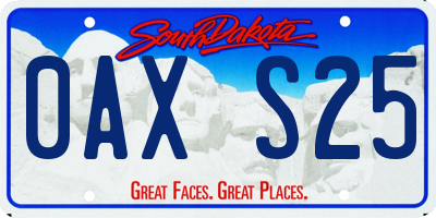 SD license plate 0AXS25