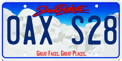 SD license plate 0AXS28