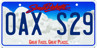 SD license plate 0AXS29
